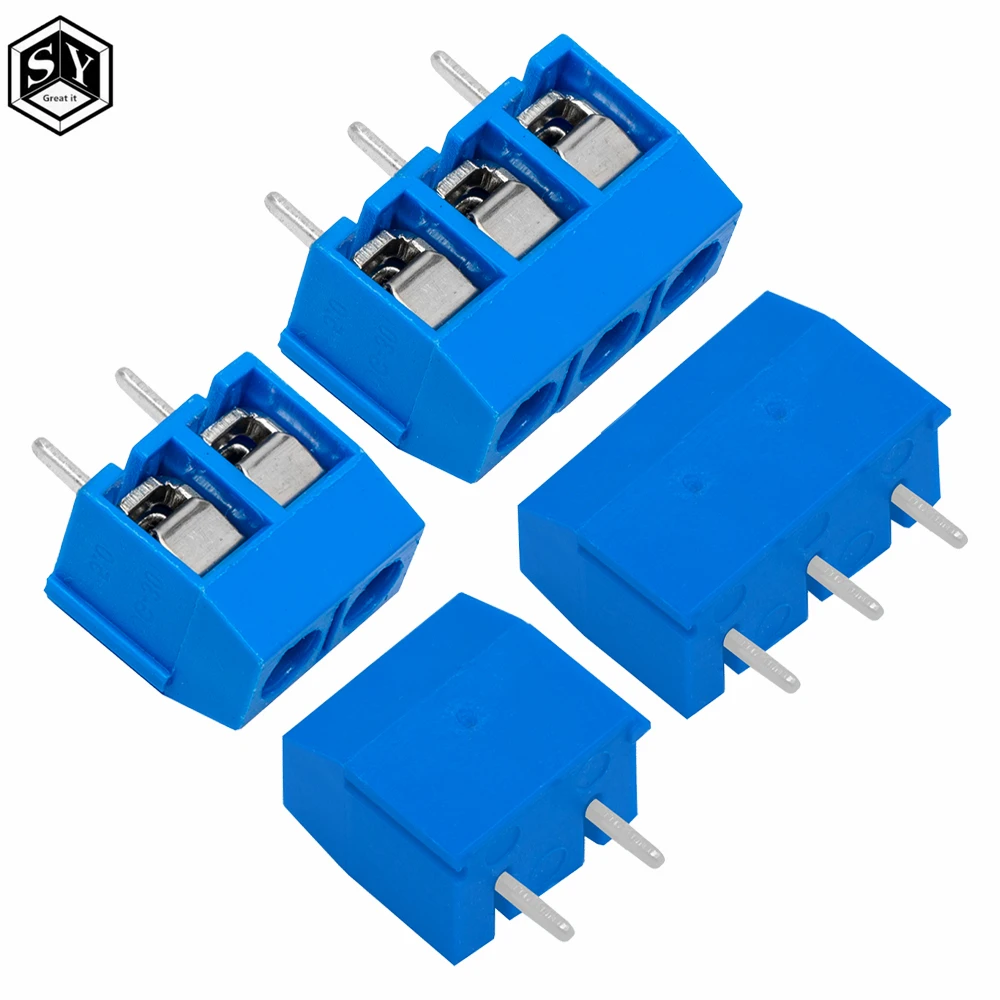 5Pcs KF301 2P3P 5mm Screw Wire Terminal Block KF301-2P KF301-3P Pitch 5.0mm Straight Pin Spliceable Plug-in PCB Cable Connector