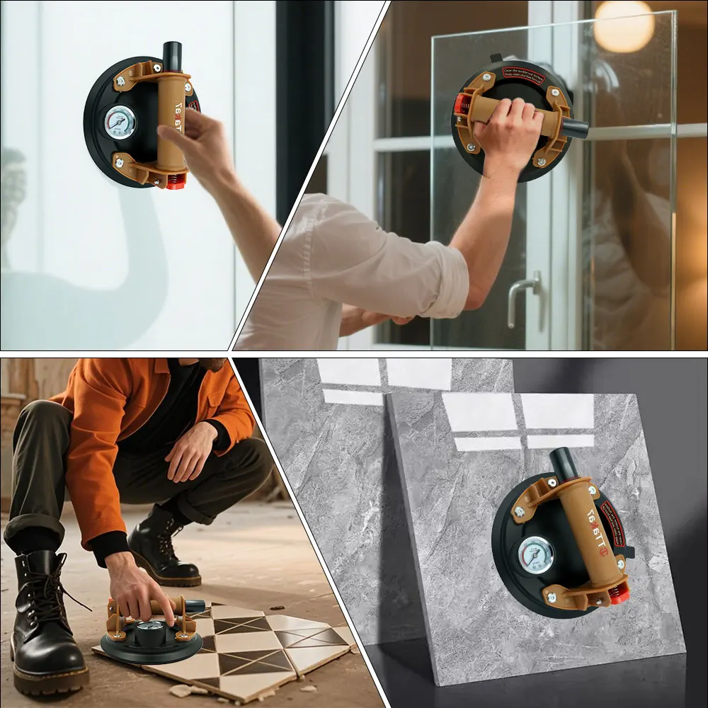 كوب شفاط المكنسة الكهربائية 250 كجم قدرة حمل 8 بوصة كوب شفاط المكنسة الكهربائية رافع الثقيلة لرفع بلاط الجرانيت الزجاجي اليدوي