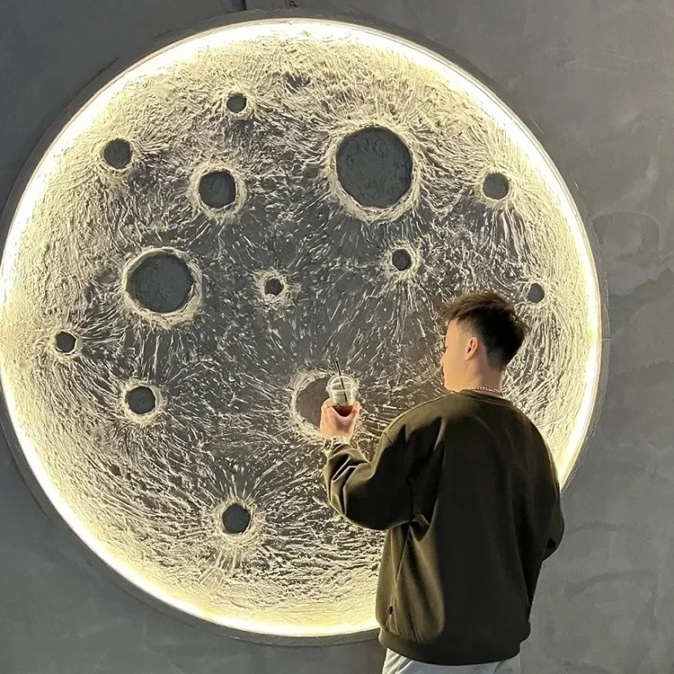 

3D three-dimensional relief moon lamp wall lamp Internet celebrity atmosphere decoration pub background wall wall plaster moon