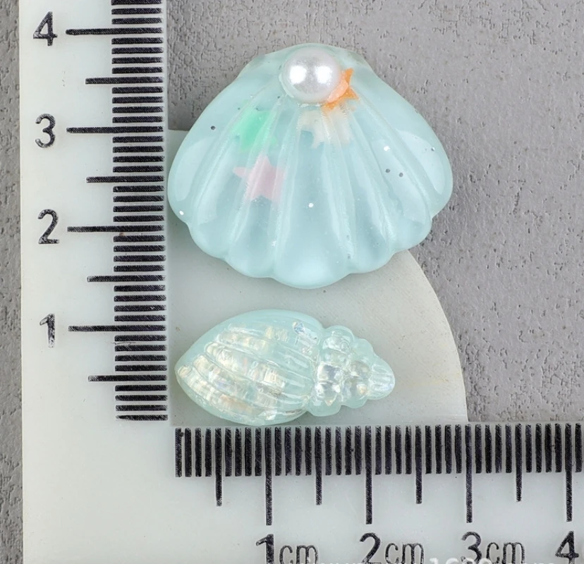 20pcs Shiny Seashell Flatback Resin Cabochon Cute Sparkly Conch Miniature Fit Phone Decoration DIY Scrapbooking Hair Bow Center