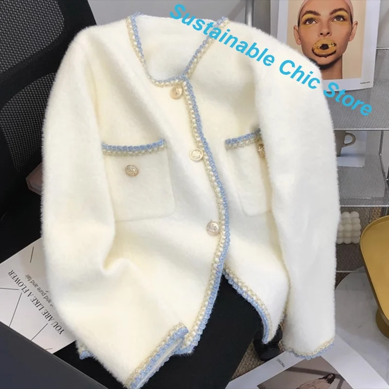 French Retro Small Fragrance Long-sleeved Sweater Women's Autumn and Winter New Fashion Sense Chic Relaxed Casual Knit Cardigan.
