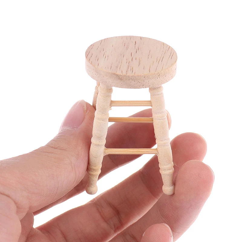 1:12 Dollhouse Miniature Wooden Stool Chair Model Furniture Accessories For Doll House Decor Kids Toys Gift