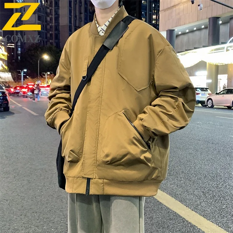 

COMXZ повседневная мужская куртка с воротником-стойкой, уличное велосипедное легкое пальто в городском уличном стиле, легкая, уютная, износостойкая осенняя ветровка