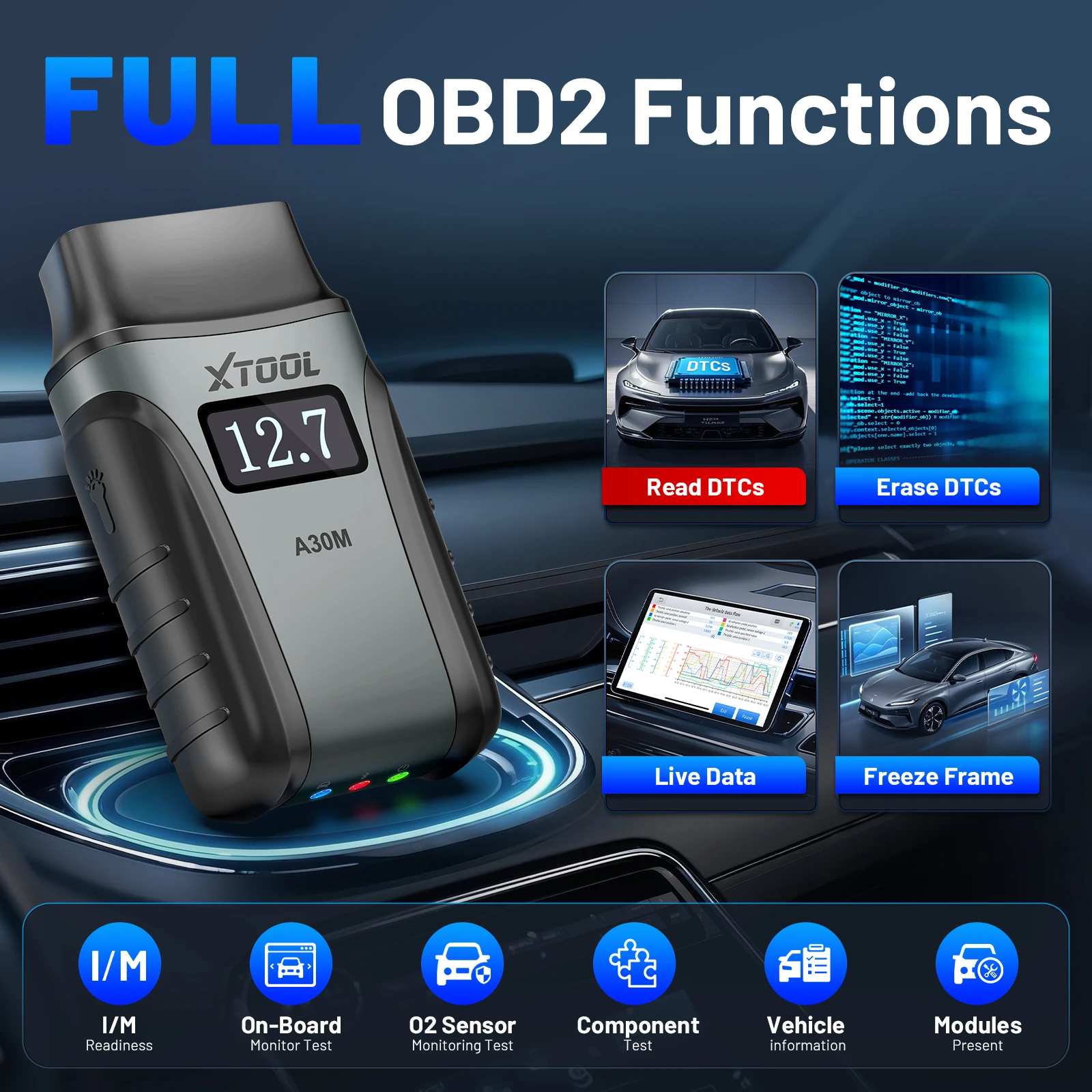 Picture 7: XTOOL A30M V2.0 Bluetooth OBD2 Scanner All System Car Diagnostic Tool Active Test 26+ Reset Built-in CAN FD FCA Autoauth Anyscan A30 M Mini Code Reader Lifetime Free Update Use