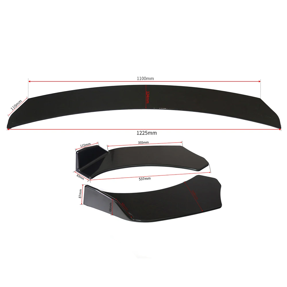 Carbon Fiber Look Universal 3Pieces Car Front Lip Chin Bumper Body Kits For Honda For Civic Auto Accessories