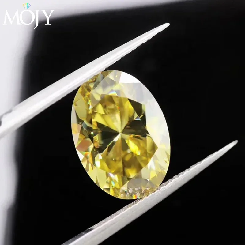 

MOJY Lemon Yellow Loose Moissanite Stone Oval Cut 0.3~8.0ct Gemstones With GRA Certificate Pass Diamond Tester Precious Jewelry