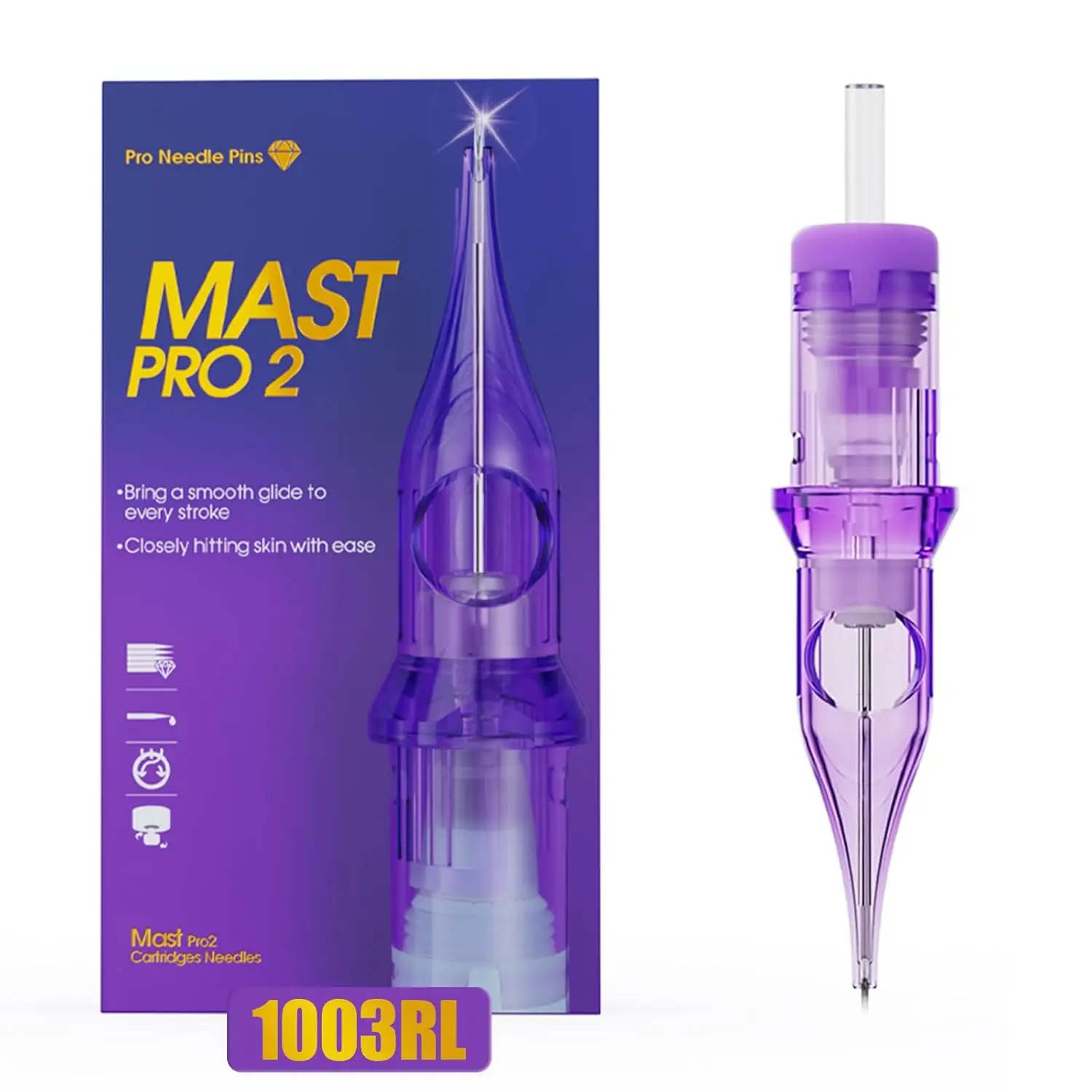 

Pro2 Tattoo Cartridge Needles, #10 Bugpin 3RL Round Liner, 20 Count Disposable for Rotary Pen