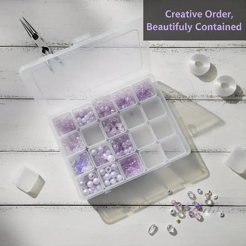 

1* Transparent Adjustable Plastic Storage Box For Storing Beads, Jewelry, Handicrafts, Portable Storage Box For Christmas Gifts