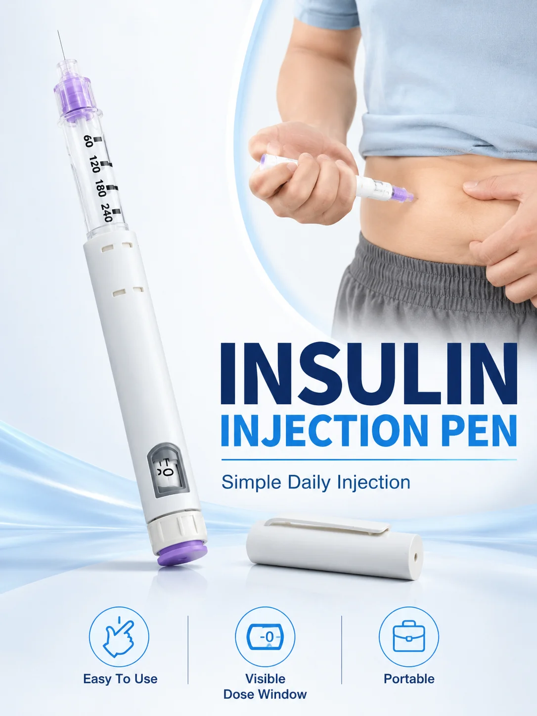 Disposable Insulin Injection Pen Portable Plastic Pen-type Syringe Easy to Use Precise Scale Easy to Carry