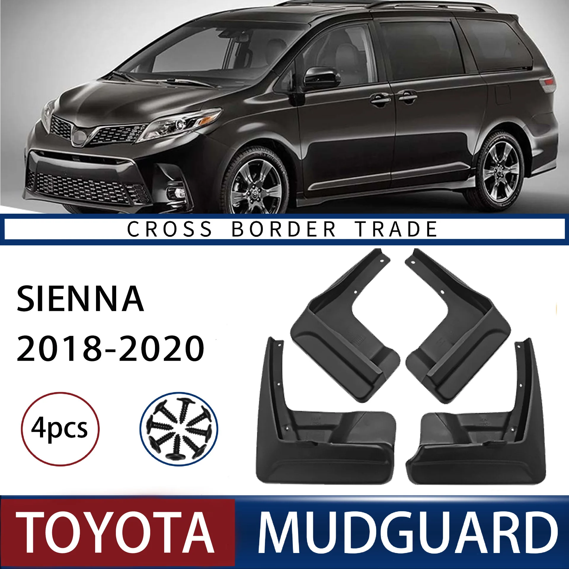 

FOR Toyota Sienna 2018-2020 Car Molded Mud Flaps Splash Guards Mudguards Front Rear Styling Front Rear Car Accessories