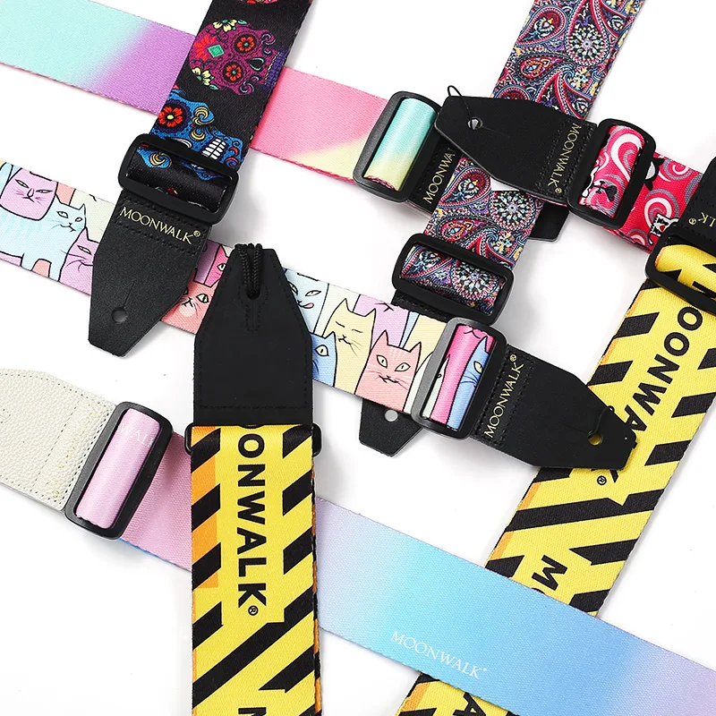 2022 New Fashion Printed Guitar Strap for Acoustic Electric Bass Guitar Musical Accessories Colors Optional Guitar Belt