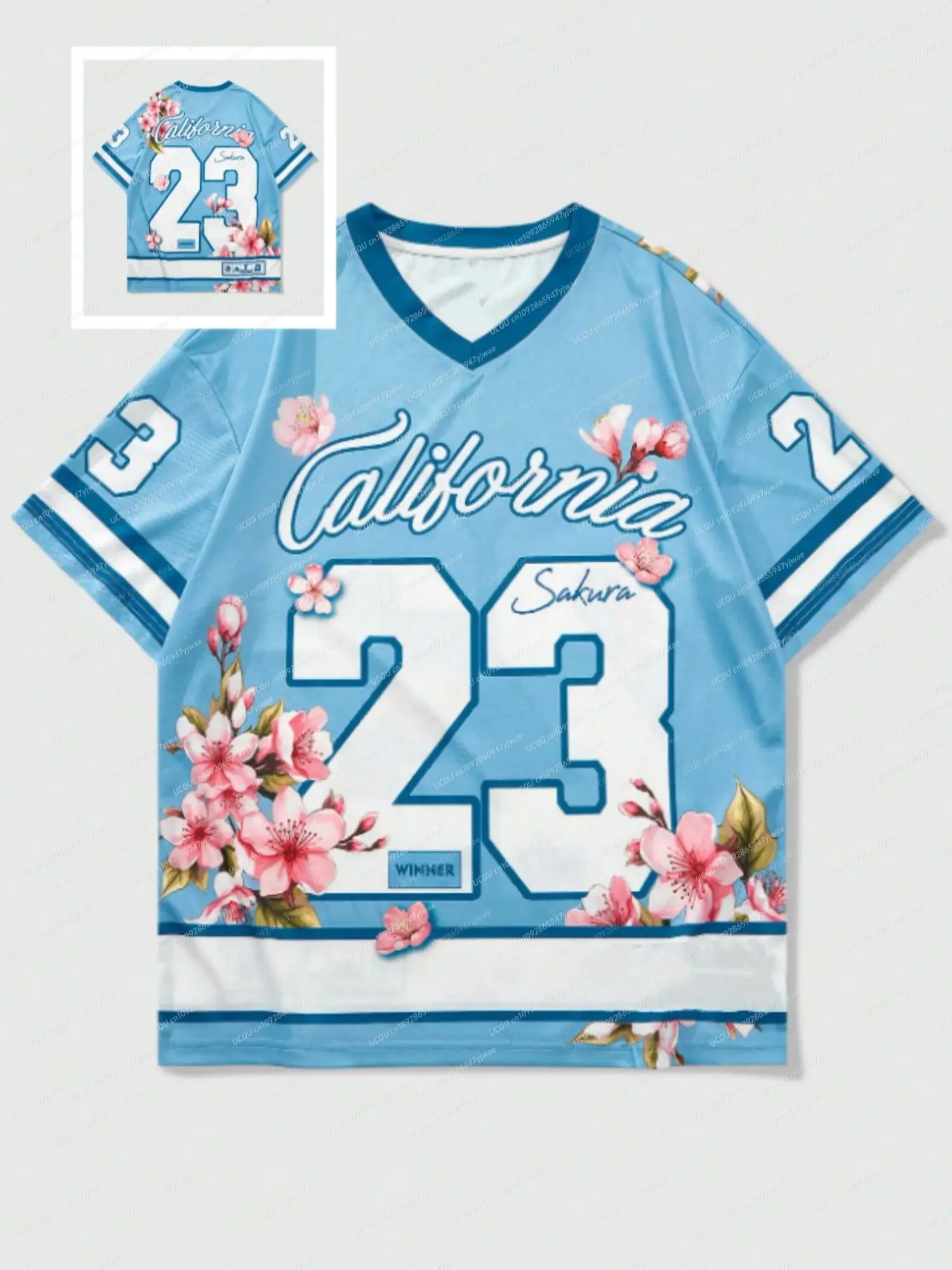 

Женская футболка с v-образным вырезом и коротким рукавом, Калифорния 23, летняя спортивная футболка с принтом, бейсбольные майки, женская модная спортивная футболка в полоску