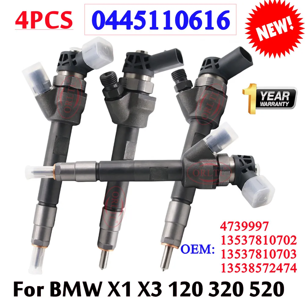 

4 шт. 0445110616 форсунка дизельного топлива 0 445 110 616 для BMW OEM форсунка 4739997 13537810702 13537810703 13538572474 120 320 520