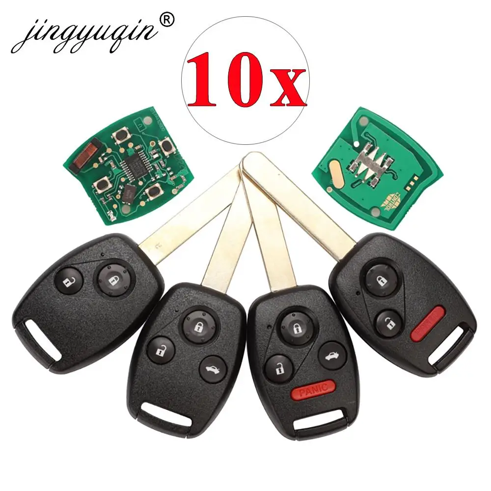 

jingyuqin 10pcs Remote Car Key for MLBHLIK-1T 313MHz/ 313.8MHz for Honda Accord Element CR-V HR-V Fit City Jazz Odyssey Shuttle