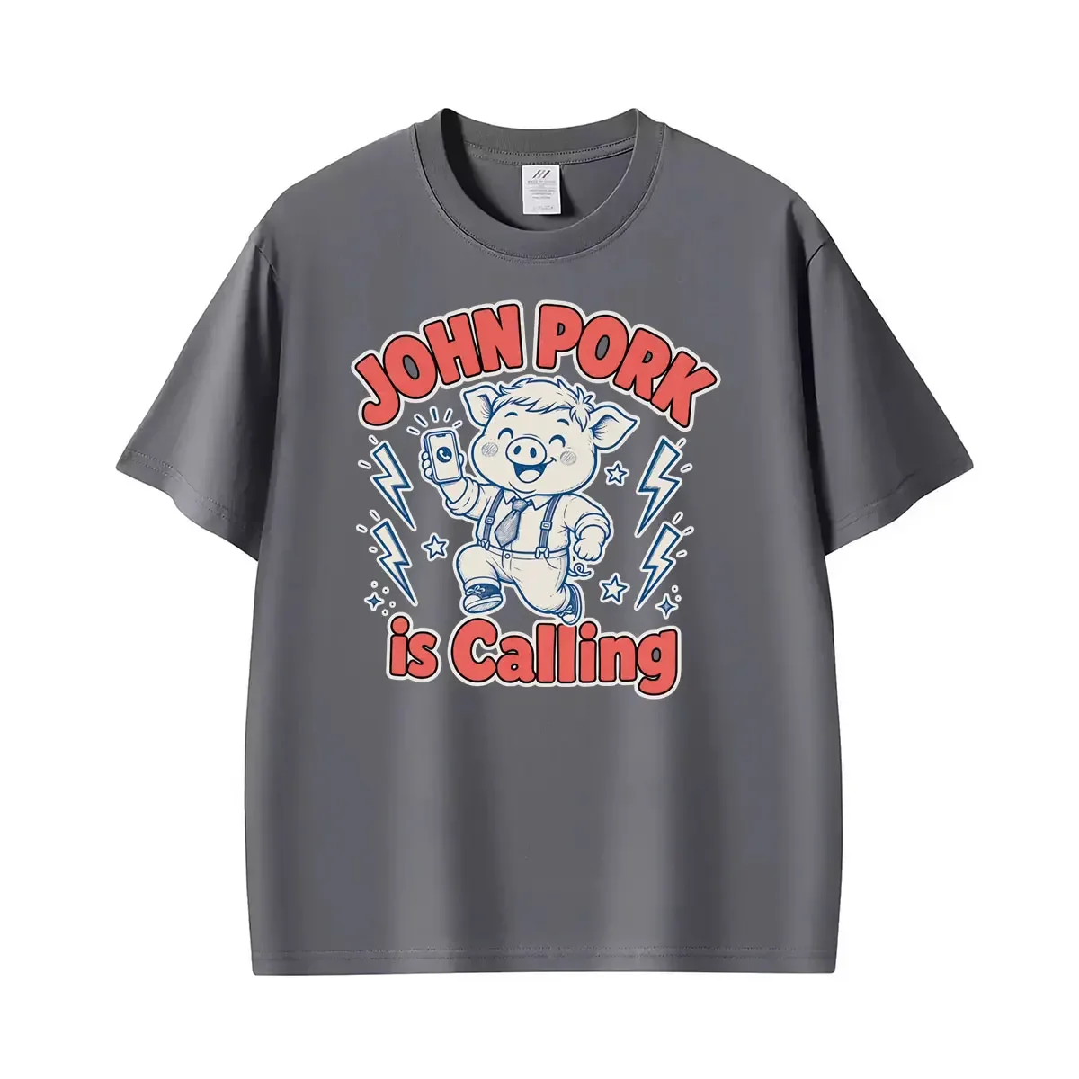 John Pork Funny Meme Calling Call Funny Graphic T-shirts Men's Clothing Harajuku Fashion T-shirt Casual Oversized O-Neck T Shirt