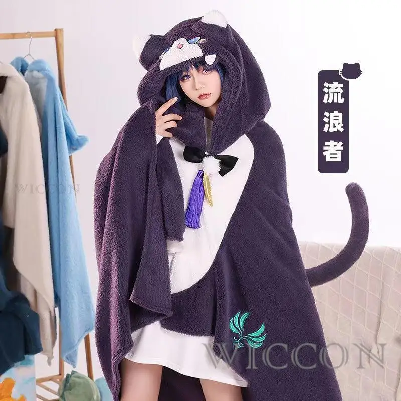 Genshin Impact Scaramouche Hoodie Blankets Tighnari Xiao Kaveh Kaeya Venti Hutao Lyney Fleece Cloak Cape Pajamas Cosplay Costume