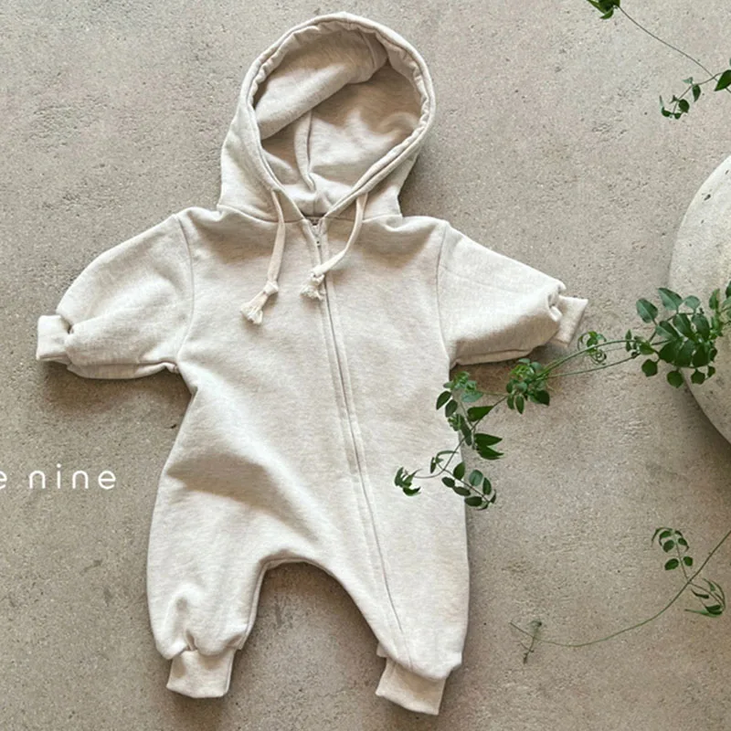 Korean Style Baby Boys Girls Jumpsuit Cotton Long Sleeve Hooded Infant Baby Girls Boys Rompers Spring Autumn Baby Clothes