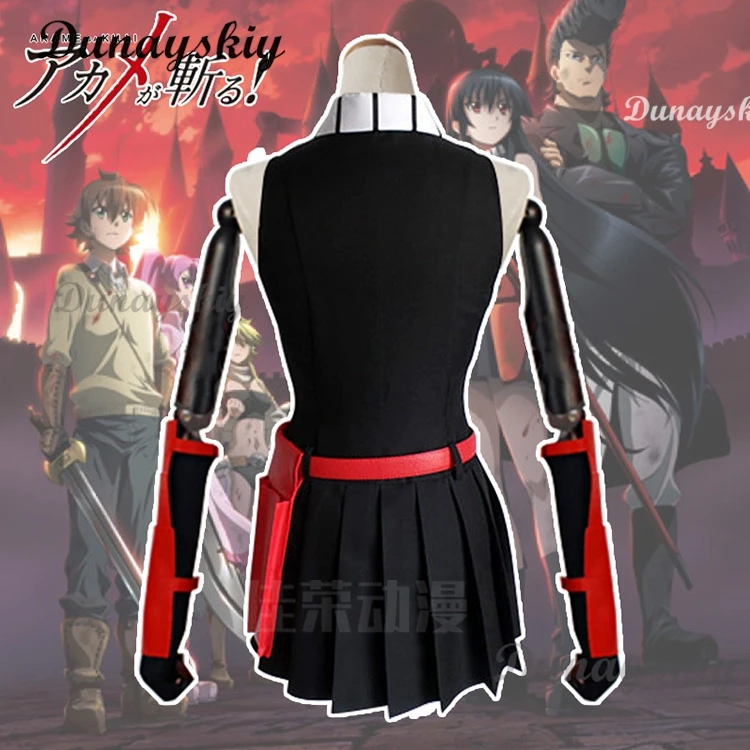 Akame أزياء تنكرية شعر مستعار أنيمي Akame Ga KILL حقيبة كوسبلاي لحفلة الهالوين ملابس سوداء للنساء والفتيات حسب الطلب #4