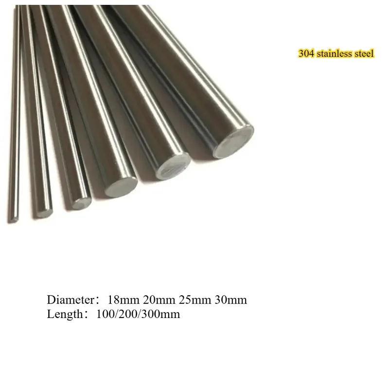 304 Stainless Steel Solid Round Rod Dia 18/20/25/30mm Length 100/200/300mm Linear Metric Round Bar for DIY Craft Lathe Tool