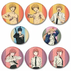 Anime Chainsaw Man Button Pins Denji Makima Cartoon Badge Round DIY Creative Brooches for Backpack Jewelry Accessories Gifts
