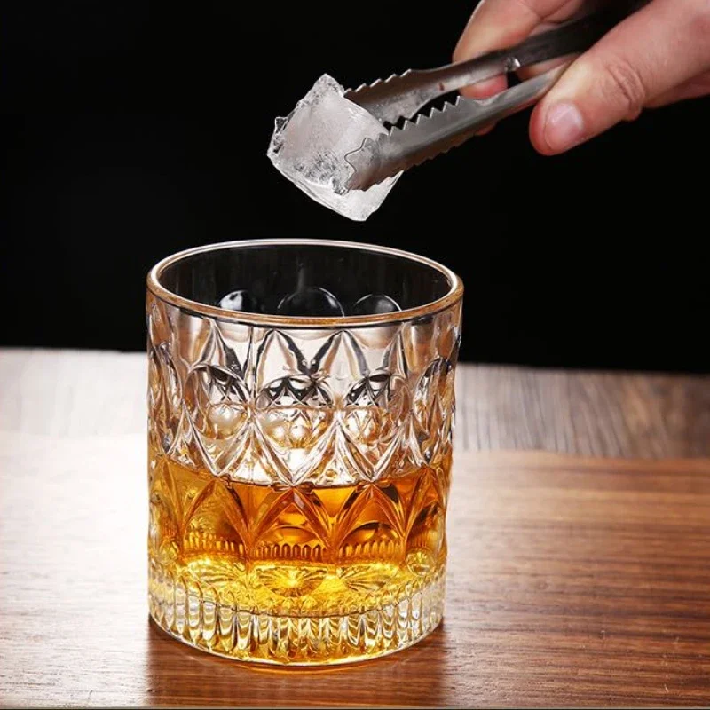 360ml Retro Wine Cup Wholesale Solid Color Relief Cup Drinkware Whiskey Glass Bar Classical Cocktail Crystal Glass Beer Cup