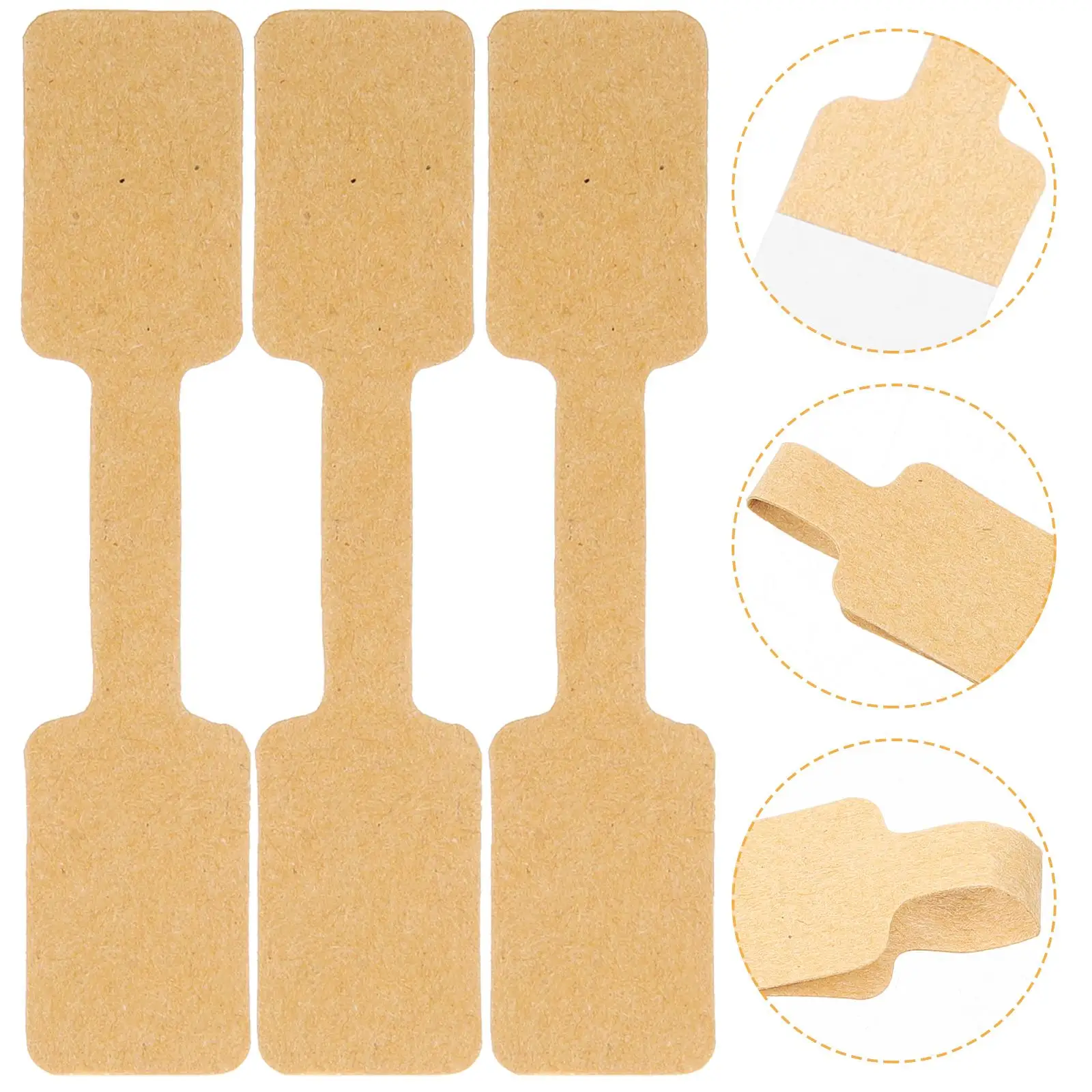 

100pcs Jewelry Label Stickers Brown Paper Price Tags for Necklace Ring Earring Handwriting Shop Organization Marking