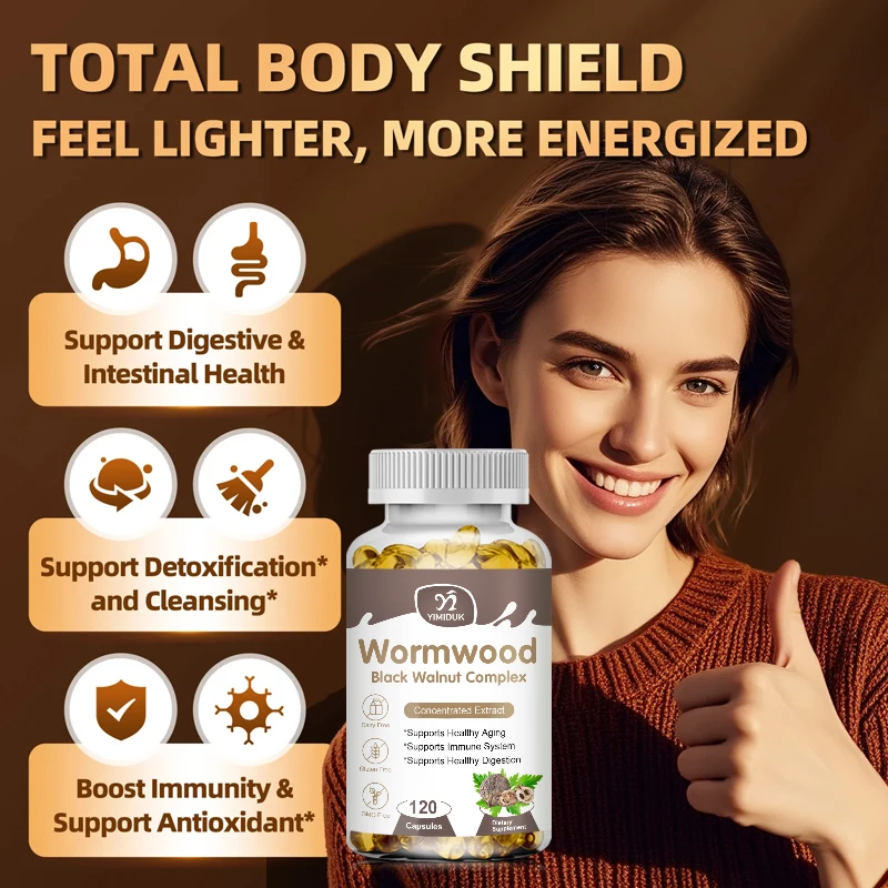 Premium Wormwood Cleanse Supplement, with Black Walnut, Clove & Quassia, Supports Intestinal Health, Detox & Digestive Balance