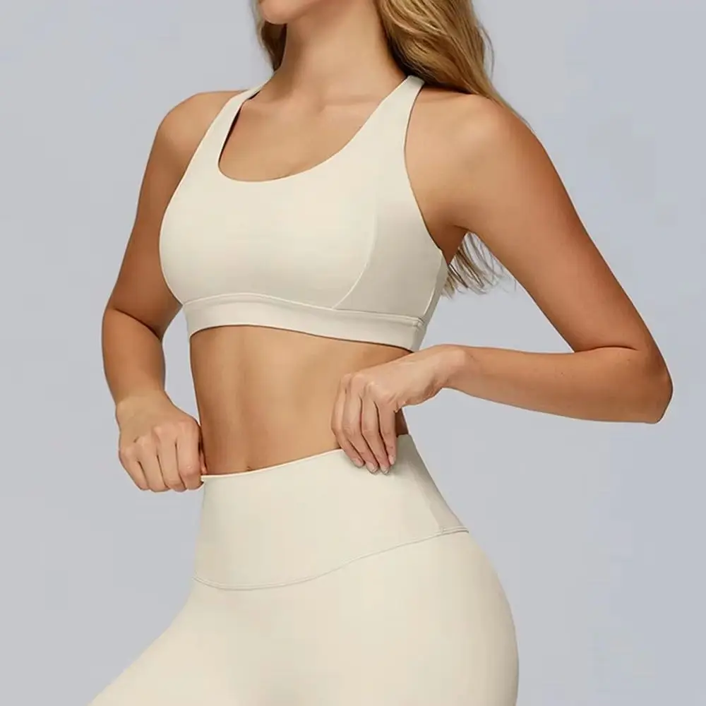 

Women Tops Back Cross Strap Tank Top Push Up Underwear Running Sports Bra Breathable Soft Fitness Beauty Solid Color Yoga Bra