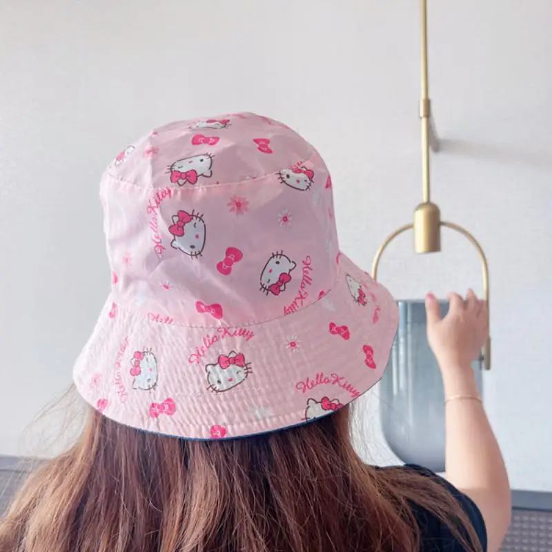 Miniso Hello Kittys The New Kuromi Pachacco Fisherman's Hat Printing Anime Cartoon Cinnmoroall Sun Hat 2024