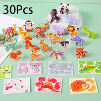 30Pcs Cute Animal Paper Jigsaw Puzzles DIY Educational Toy for Kids Birthday Party Favors Baby Shower Pinata Filler School Prize