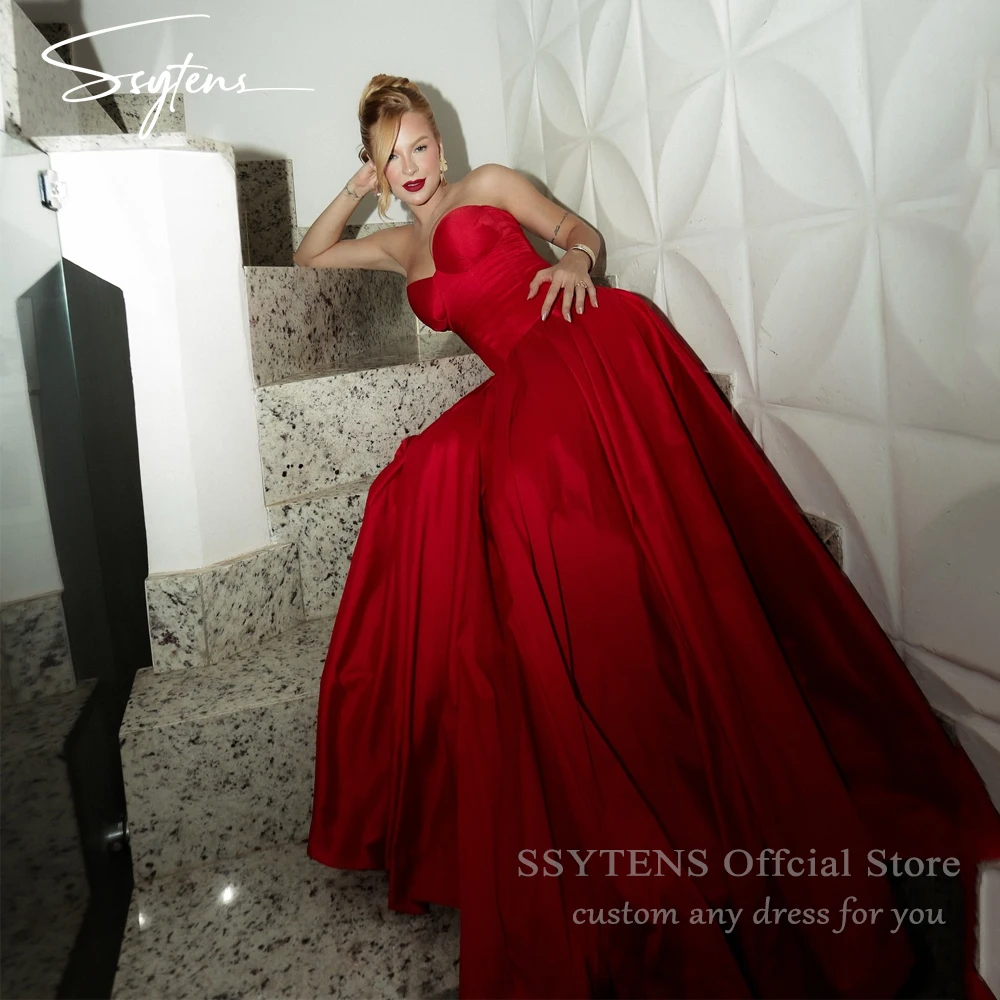 SSYTENS-vestidos de graduación rojos elegantes, escote en forma de corazón, vestidos para ocasiones formales, vestido moderno para fiesta de graduación y boda, personalizado