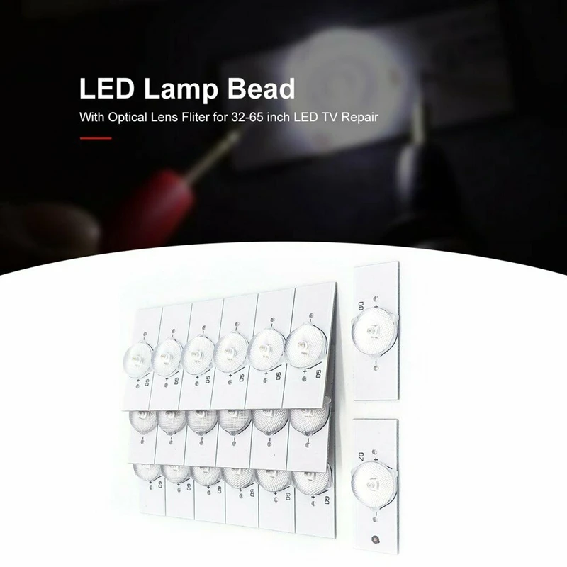 20PCS 6V SMD Lamp Beads With Optical Lens Fliter For LED TV Repair Led Light Strip Part Accessories