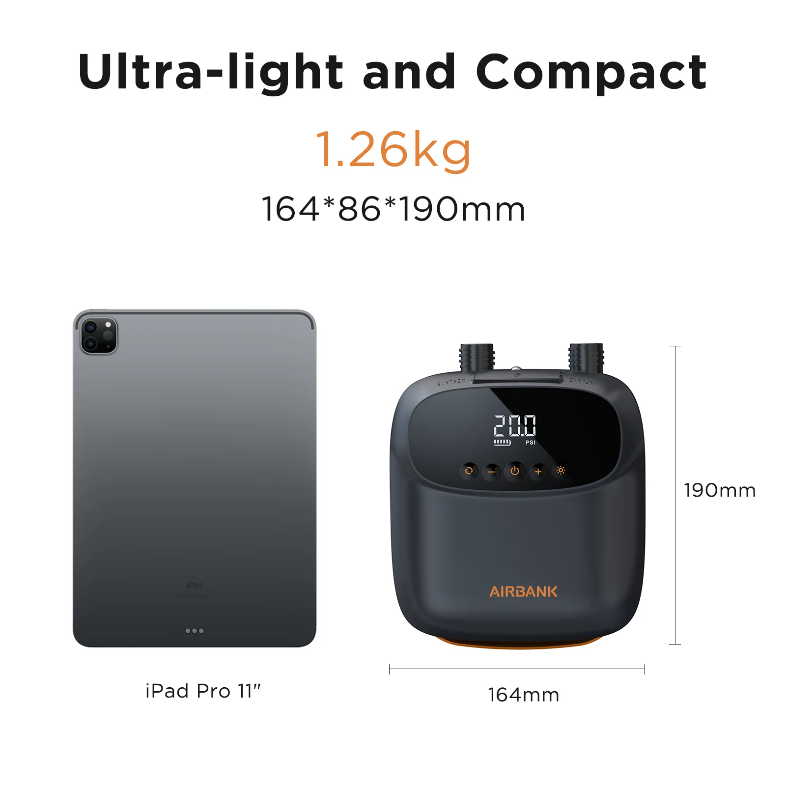 Airbank スタンドアップパドル SUP ポンプ充電式 20PSI