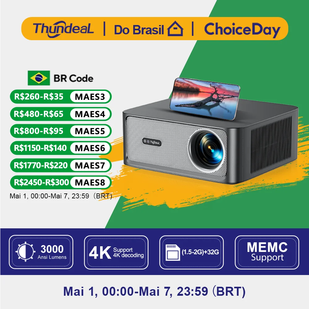 ThundeaL 3000Ansi 4K Projetor Full HD TD98Pro 2G 32G Home Theater WiFi Android Portátil Samrt TV Cinema TD98 Pro Beam Projetor p