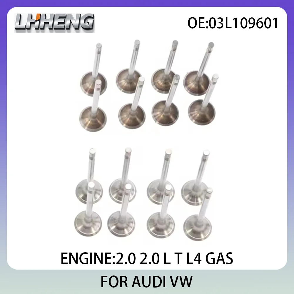 

16pcs New Intake & Exhaust Valve Kit For AUDI VW 03L109601 04L109601B 2.0L 2.0 L T L4 GAS CFHD CFFA CJCD CGLC CAHA DFBA 98-24