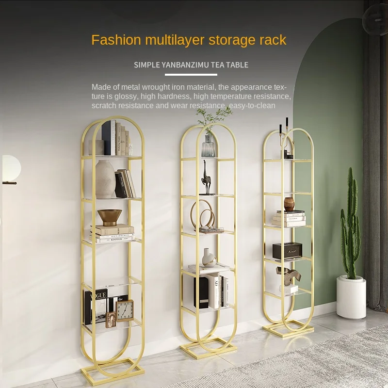 Light Luxury Wall Shelf Partition Wall-Mounted Multi-Layer Tempered Glass Display Stand with Light