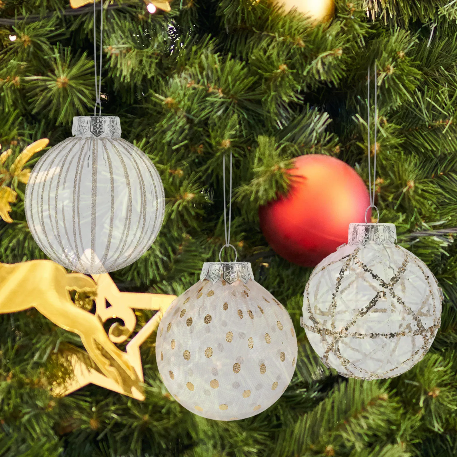

6Pcs Ball Hanging Decorations Festive Christmas Ornaments for Tree Home Office School Xmas Party Decorative Pendants Supplies