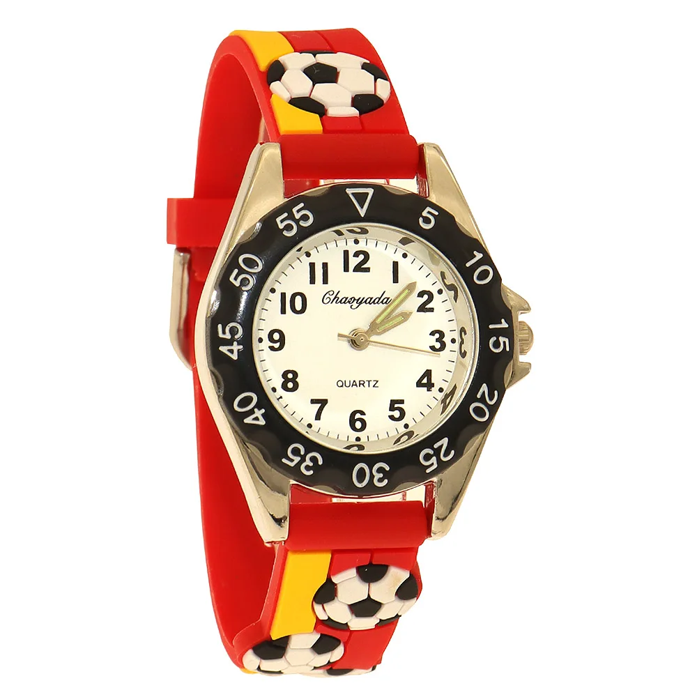 Crianças 3D Cool Football Silicone Strap Relógios, Meninos Esportes, Impermeável, Quartzo, Presentes de Natal, Estudantes, Crianças, Novo