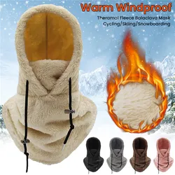 Thermal Sherpa Fleece Hood Ski Mask Winter Balaclava for Cold Weather Clearance Windproof Adjustable Warm Hood Cover Hats Scarf