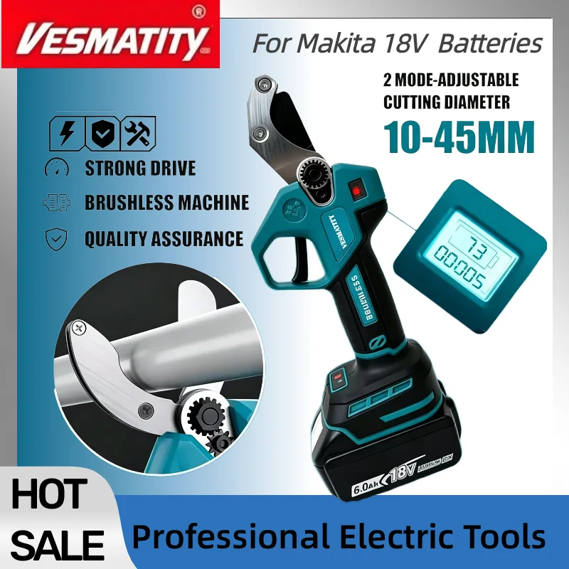 Electric Pruning Shears Labor-Saving Trimmer for Accurate Fruit Tree, Orchard & Garden Pruning for 18V-20V battery.