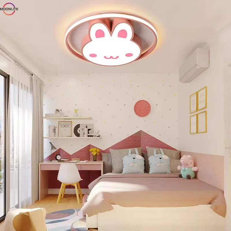 

Children's room ceiling lamp Simple modern lamps personalized and creative LED rabbit lights bedroom led ceiling light