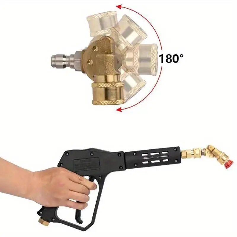 High Pressure Car Washer 14 Quick Connect Rotary Coupler Adjustable Adapter with 5 Spray Nozzles Copper Connection image 3