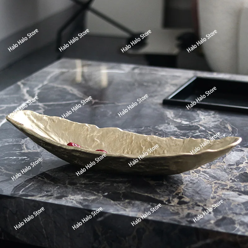 Designer creative boat fruit plate ornament high-end light luxury living room modern model room dining table tray soft