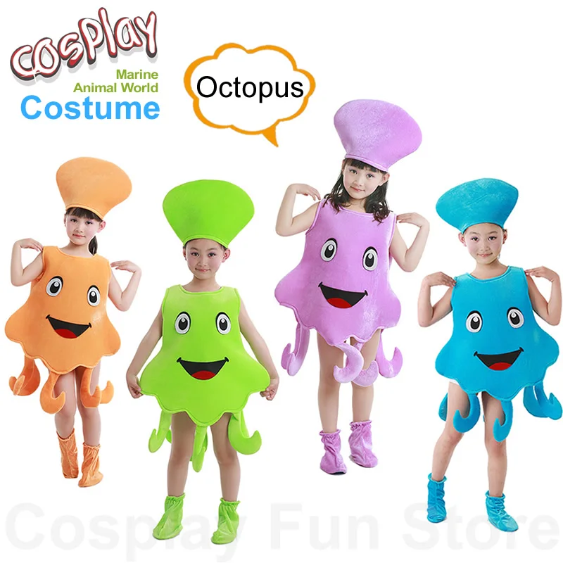 Octopus Performance Suits Adult Child Marine Life Cosplay Costume Performance Clothing Set Hat Clothes Shoe Kids Anime Starfish