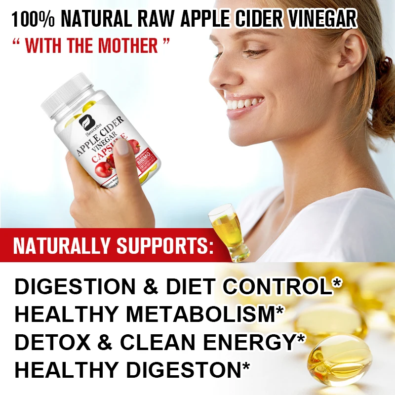 HOT 2Pcs Night Apple Cider Vinegar Capsules for Digestion,Detox,Immune-Powerful Cleanser & Appetite Suppressant