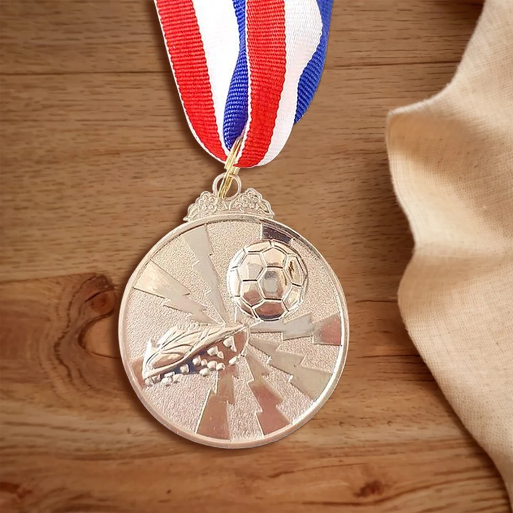 10PCS Soccer Medals Zinc Alloy Football Medals 2 Inch Sports Medals with Neck Ribbon for Sports Competitions Celebration