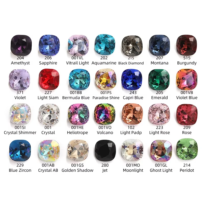 10pcs Cushion Crystals 6/8/10/12mm Glass Rhinestones For Clothes Jewelry Making Glitter Gemstones Pointback Stones Accessories