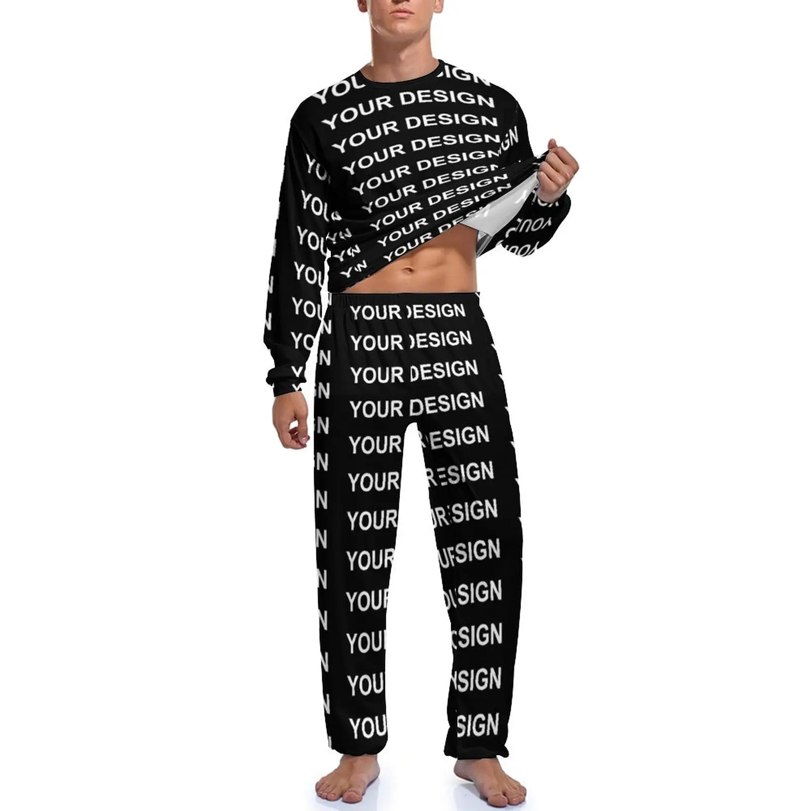 Add Design Customized Pajamas Long Sleeve Custom Made Your Image 2 Pieces Night Pajama Sets Spring Male Custom Fashion Home Suit