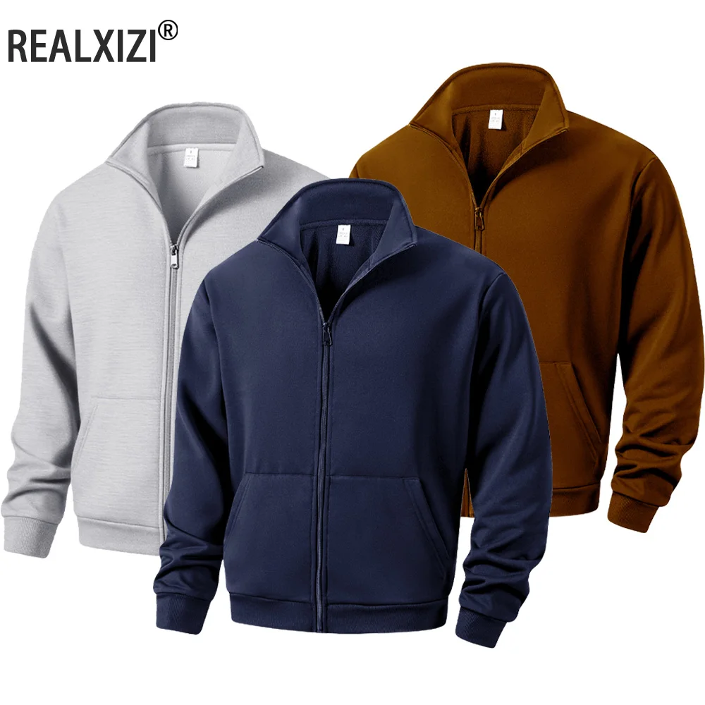 Autumn Men Sweatshirts Long Sleeve Jacket Zip Up Closure Jacket Male Outdoor Sports Slim Fit Windproof Coat Male Clothing