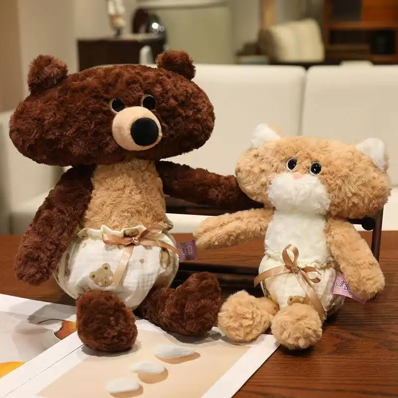 ตุ๊กตาซีรีส์สัตว์เลี้ยงสีขาว แมว หมีสีน้ำตาล รุ่นใหม่ล่าสุด น่ารัก ตุ๊กตาผ้าพลัฌ ของเล่นตุ๊กตาการ์ตูนอนิเมะน่ารัก หมอน ของขวัญวันเกิดสำหรับเด็ก